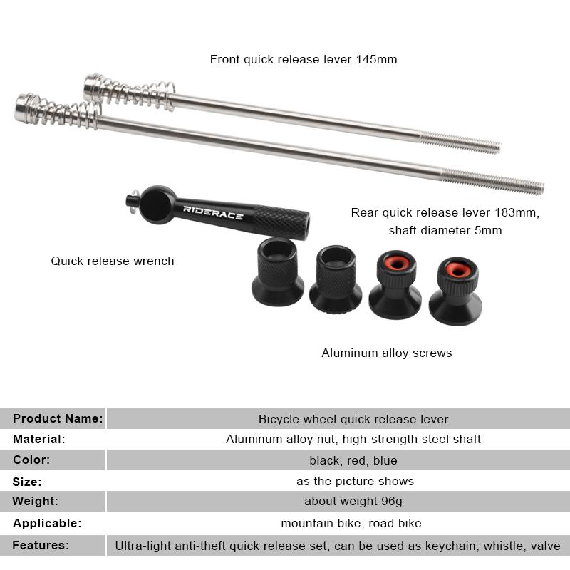 Bicycle Hub Quick Release Skewers Lever Aluminum Alloy Bike QR Wheel Locking Security Anti Theft Skewers Cycling Accessories