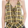 unifree Bow Halter Plaid Shirt