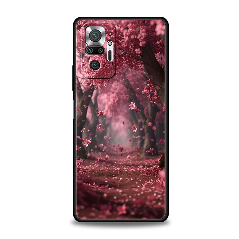 Pink Spring Cherry Blossoms Phone Case For Xiaomi Redmi Note 14 13 5G 10 11 12 Pro Plus 4G 14C 13C 12C 10C Black Cover