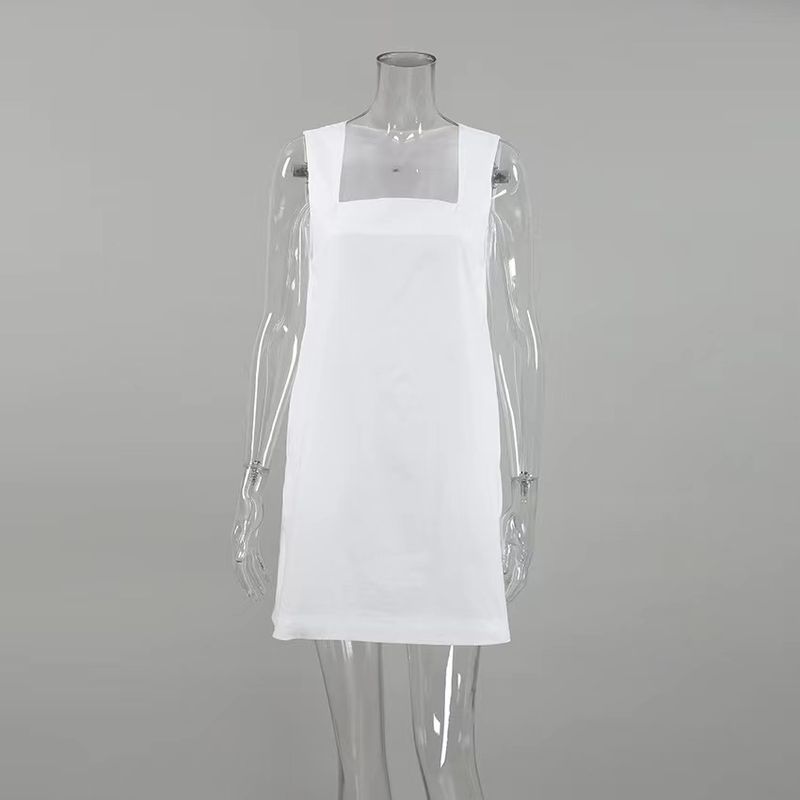 

Fashion Summer Fashion Square Collar Dress Homewear Loose Fitting Square Neck Dress White S