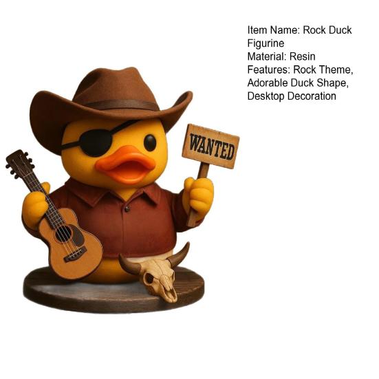 Rock Tribute Duck Figurine Vintage Hand-painted Rock Duck Statue Sculpture Music Studio Ornament Bar Decoration Classic Rocker Gift