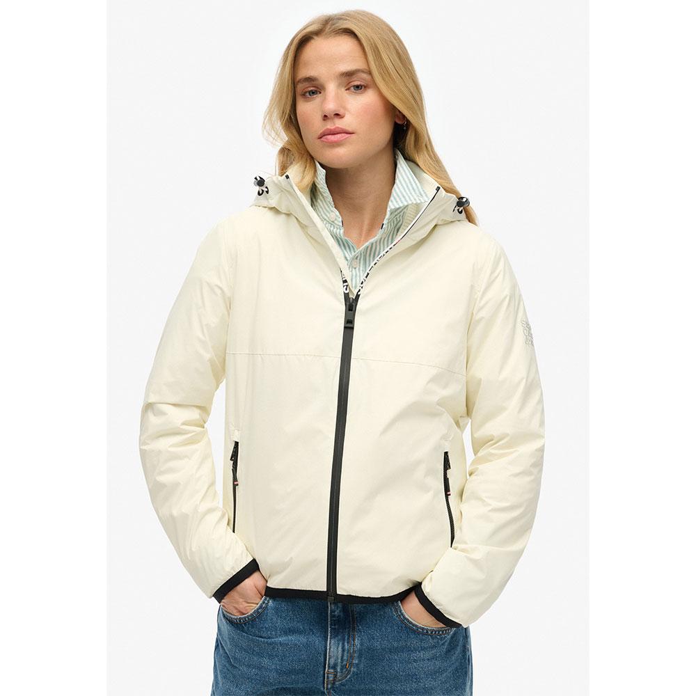 Superdry Windbreaker Jacket adjustable hood White cassé