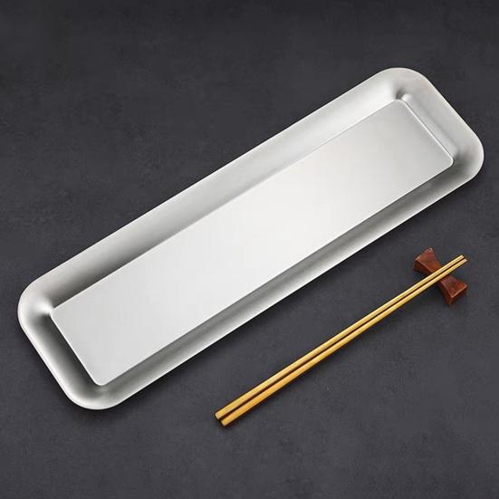 Stainless Steel Rectangular BBQ Plate Korean Style Roasting Pan for Meat Snack Dessert Tray Sushi Dish for Home Kitchen