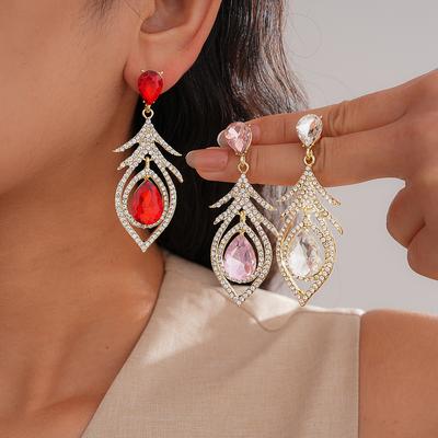 Diamond Water Drop Hollow Silver Needle Earrings Light Luxury Court Style Fashion Stud Earrings