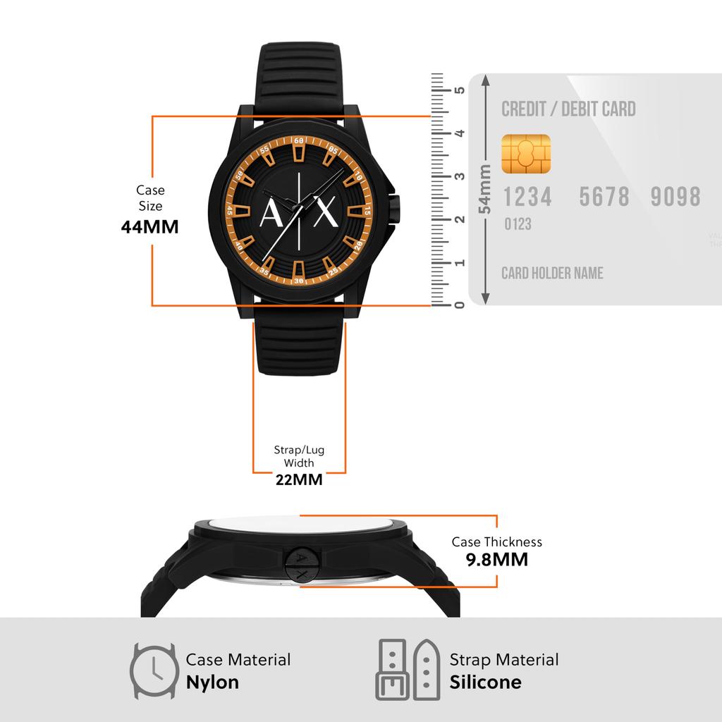 Armani Exchange Black Nylon AX2536 Men's Three-Hand Watch,