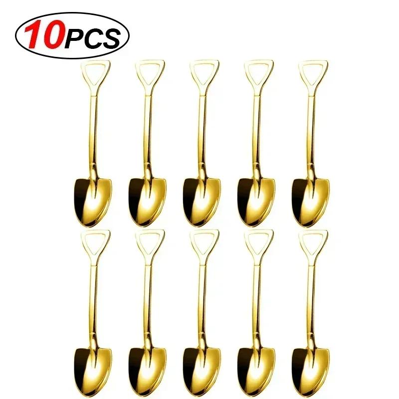 Creative Silver Shovel Spoons Stainless Steel Coffee Fruit Watermelon Ice Cream Dessert Scoops Spoon Teaspoon Kitchen Tableware