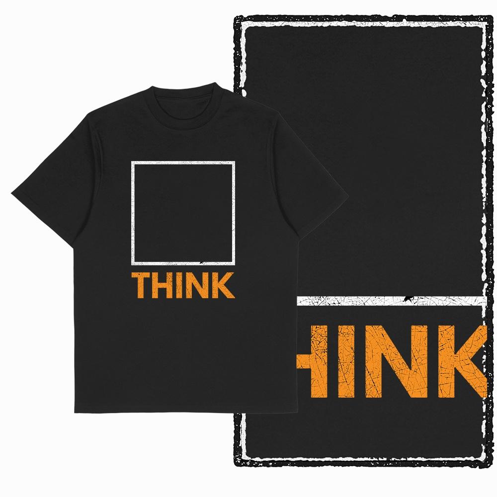 Big Size Think Out Of The Box Printed Vintage Graphic Unisex tshirt Black Big Size Cotton Tshirt For Unisex Cool Tee Shirt G40 S