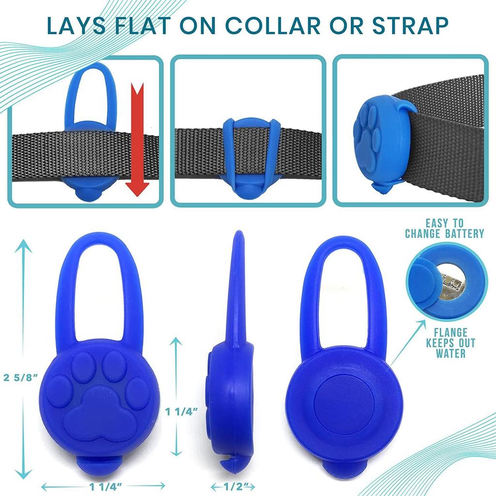 Avando Dog Collar Light, Dog Lights for Might Walking Waterproof Silicon LED Dog Collar Safety Night Walking Lights for Dog and Cat - Batteries