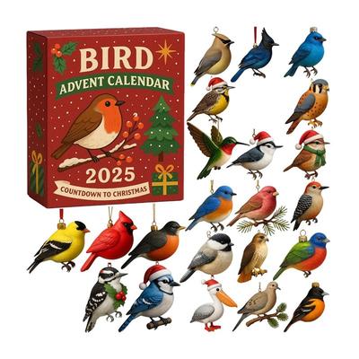 A84E-Vogel Adventskalender 2026 2D Design Enthält 24 Geschenke Weihnachtsgeschenk Blind Boxes Countdown Kalender Dekoration