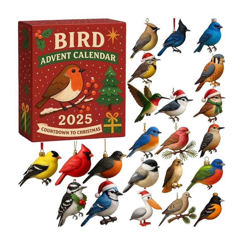 

A84E-Bird Advent Calendar 2026 2D Design Includes 24 Gifts Christmas Gift Blind Boxes Countdown Calendar Decor