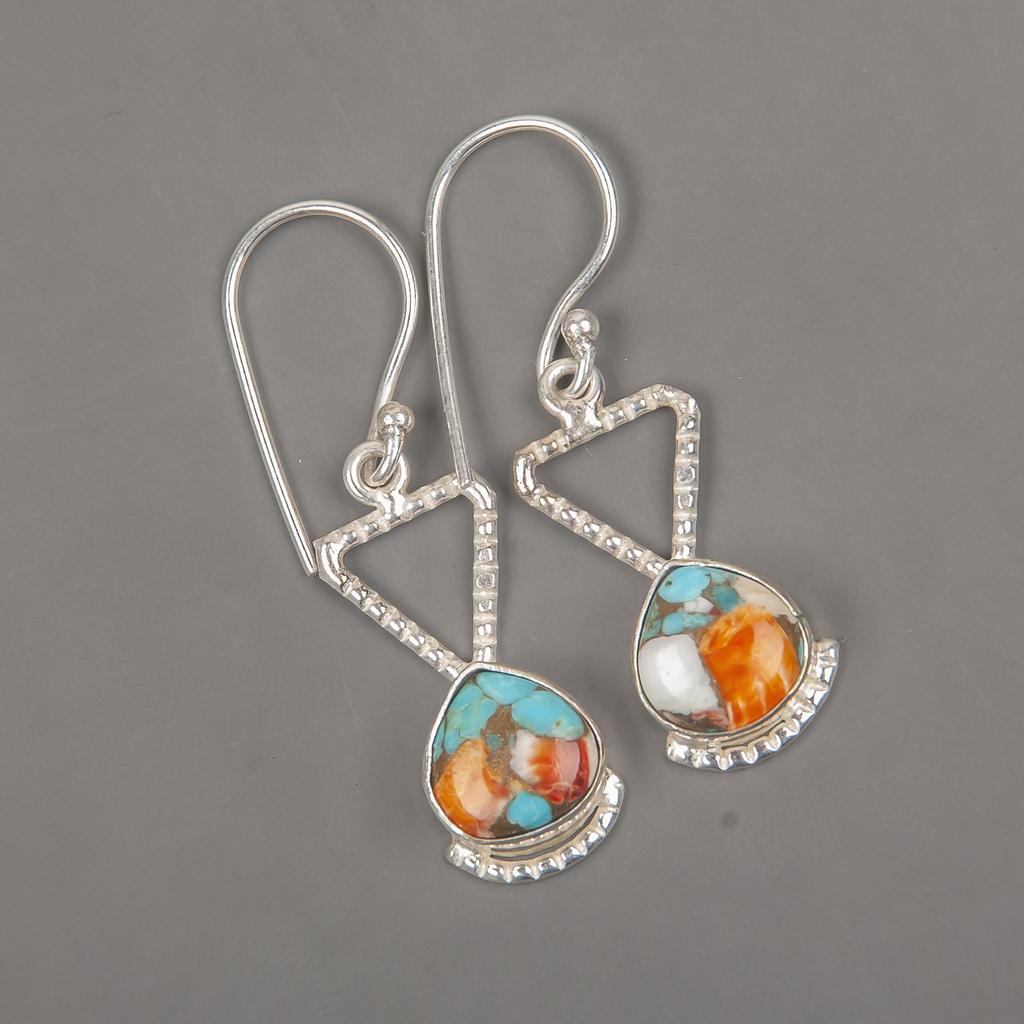 Spiny Oyster 925 Solid Sterling Silver Earrings, Handmade Gemstone Earrings Jewelry, Gifts For Wife Brand New Earrings