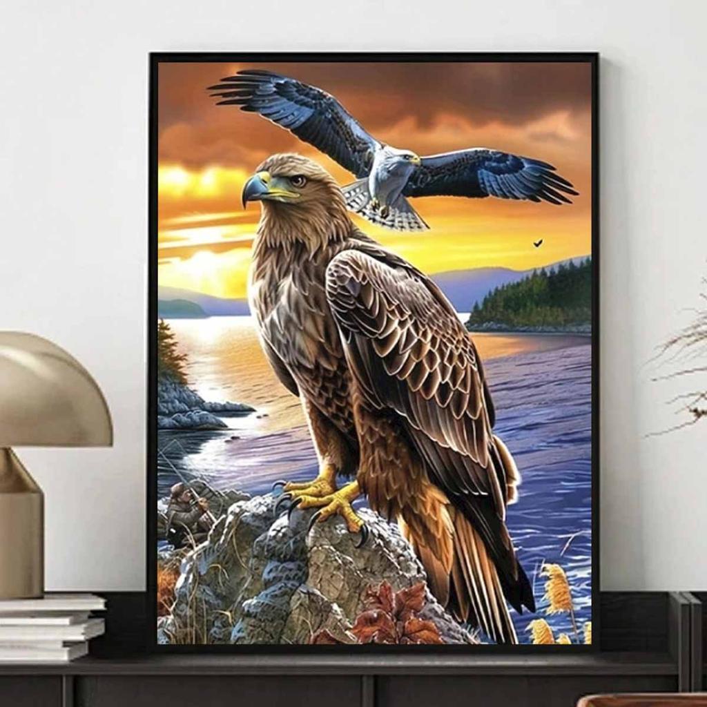 Eagle Diamond Art Kit, 5D DIY Animal Dot Diamond Cross Stitch Crafts and Crafts Suitable for Decorating Home Murals