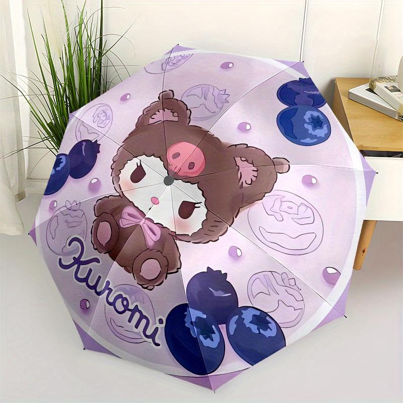 

Kuromi,Blueberry Automatic Folding Umbrella-Simple 8-Rib Design, Bright Cartoon Pattern, Durable Iron Frame, Suitable For Travel, Outdoor, B