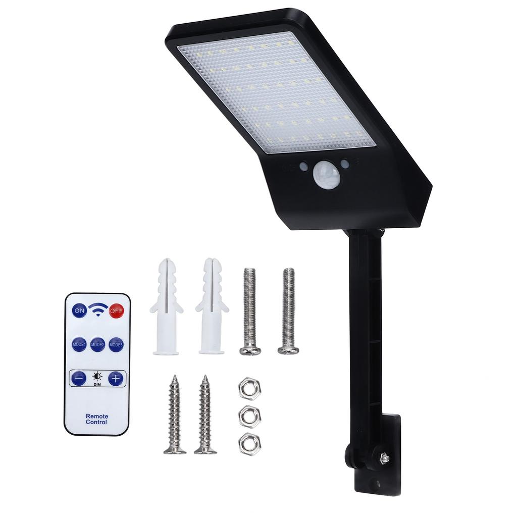 Outdoor Wall Solar Light 48 LEDs Security Motion Sensor Lamp for Garage Fence Patio Porch YardBlack