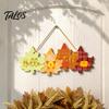 Wooden Maple Leaf Plaque Autumn Welcome Sign with Hanging Rope for Front Door, Rustic Shape Wood Indoor Outdoor Fall Ornament Decor Pumpkin