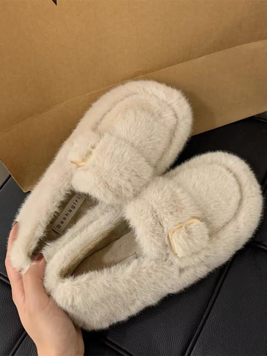 

Обувь Мао Мао для женщин для ношения на улице осенью и зимой новые модели, для беременных с одним шагом, ленивые хлопковые туфли, плюшевые туфли-бини 39