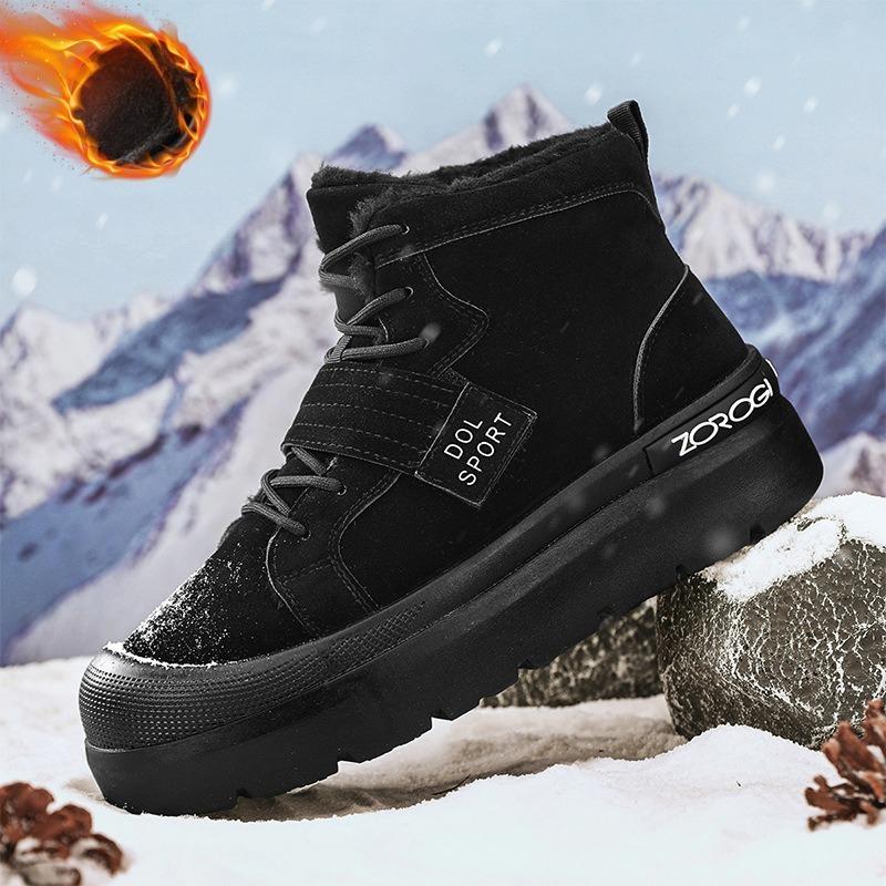 

Зимние новые теплые зимние ботинки большого размера на толстой подошве из бархата, легкие повседневные модные хлопковые туфли 44 чёрный