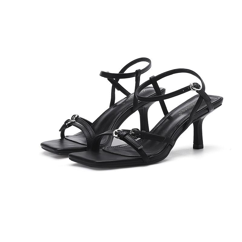 - Square-headed thin-heeled high-heeled sandals for women's summer new open-toed sexy high-heeled cool slippers for women