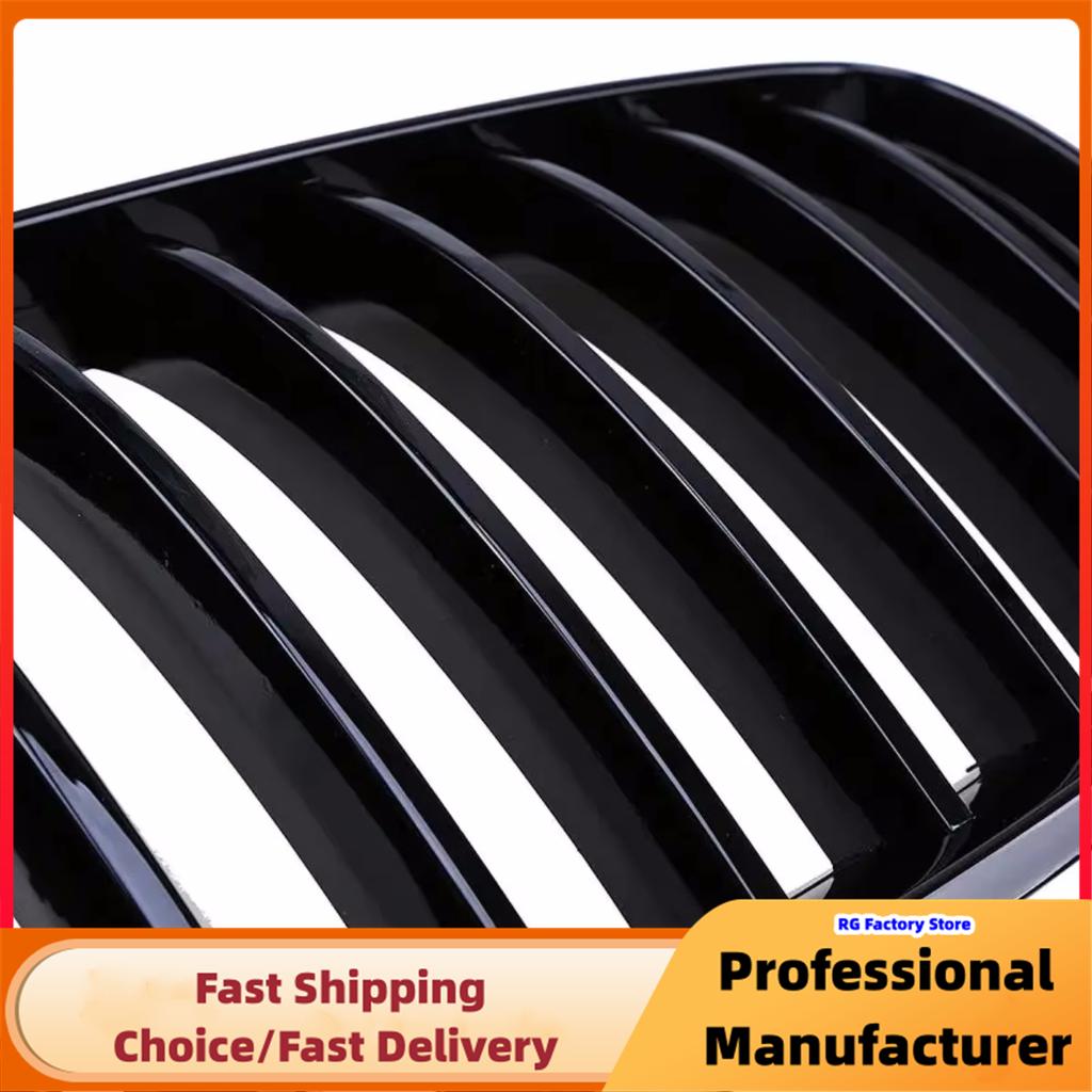 Single Slat Gloss Black Racing Grill Cover For BMW E70 E71 X5 X6 2007-2013 Front Bumper Kidney Sport Grille