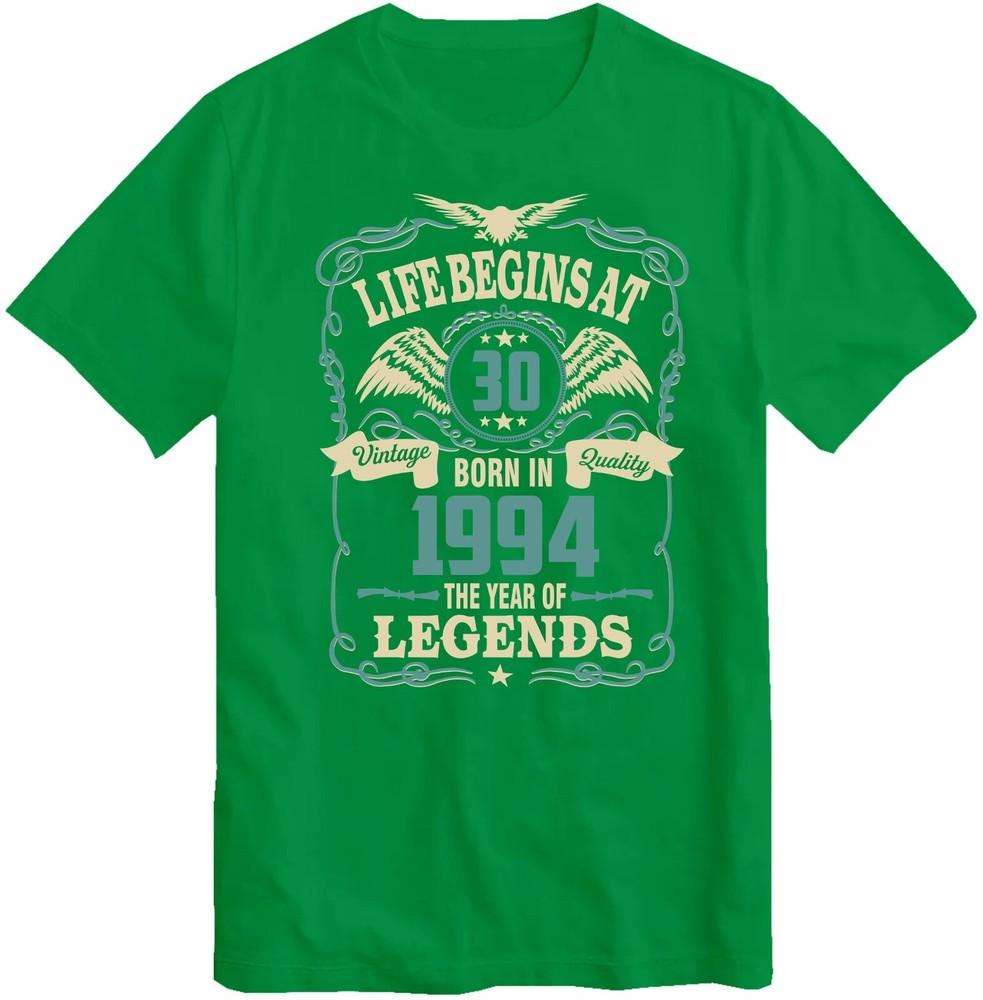 Unisexs 30th Birthday Tshirt Life Begins At 30 Born In 1994 Birthday Tee Top Gift S