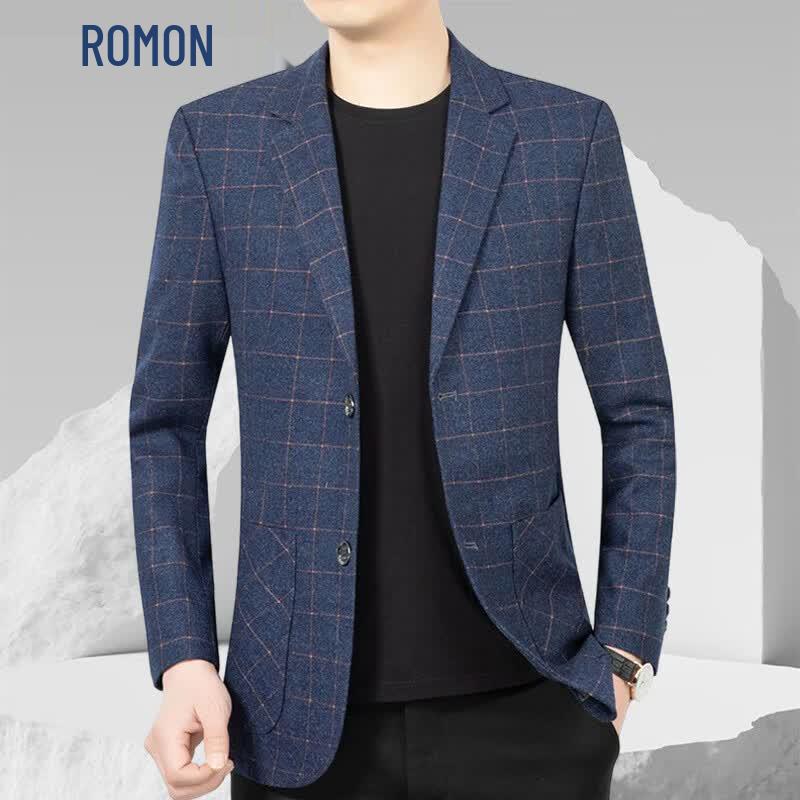 ROMON Men s Slim Fit Plaid Business Casual Suit Jacket 185/2XL