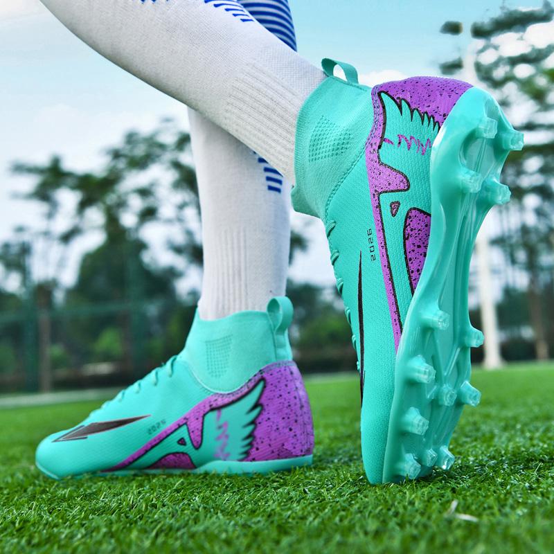35-46 Teen /Adult Soccer Shoes Large Size  Anti Slip Wear Resistant Fashion TF/AG Nail High Top Football Sneakers Soccer Shoes for Boys