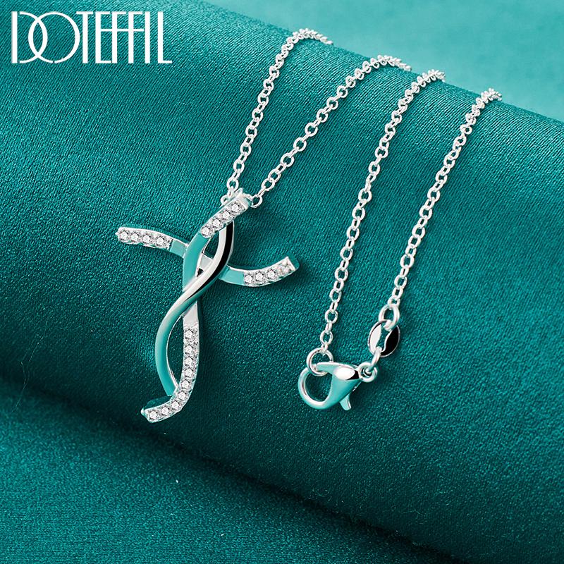 925 srebro skręcony krzyż naszyjnik biżuteria ślubna