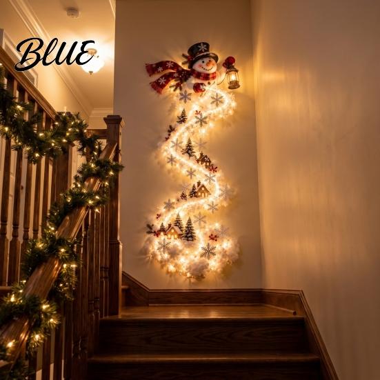 Rentier-Themenlichter Weihnachts-Zauberpfad Wandleuchte, Zug Baum Stern LED Kaskadierende Feiertagsdekoration Weihnachtsmann-Dekorationen mit Warmweißem Leuchten,