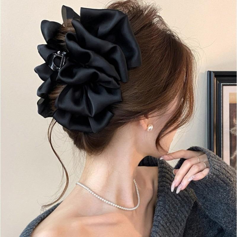 High-grade Elegant Retro Fluffy Satin Cloud Bubble Clip Women's Head Small Hairpin Back Hair Accessories