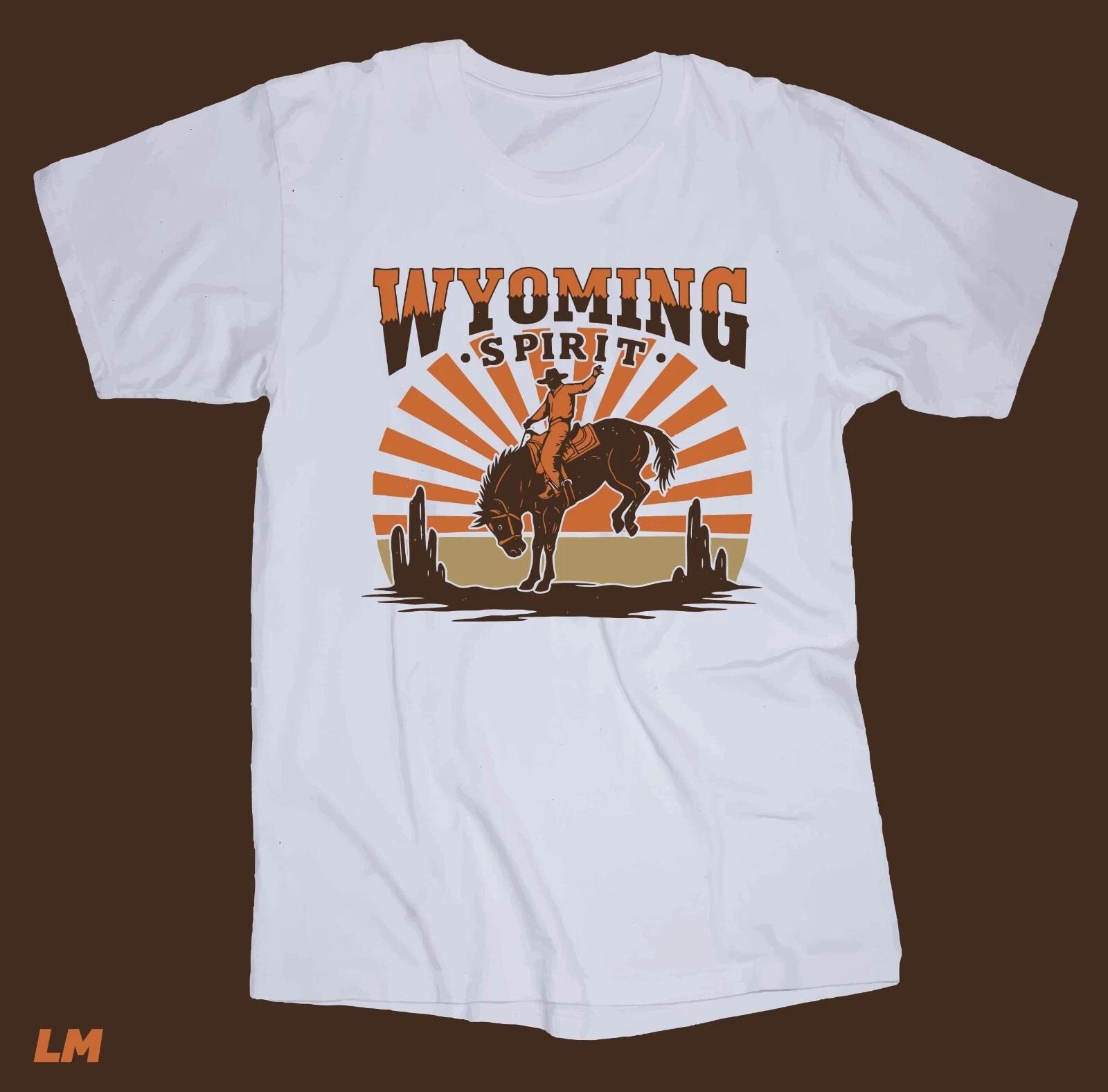 Wyoming State Spirit white T-shirt Rodeo Cowboy Ranch Country Mountains Wild 3XL