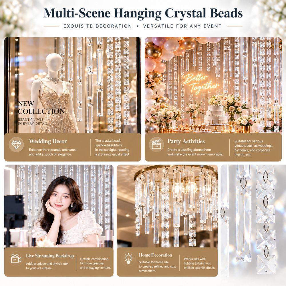 Acrylic Chandelier Lamp Prism Triangle Hanging Bead Chain Door Curtain Divider Home Window Hanging