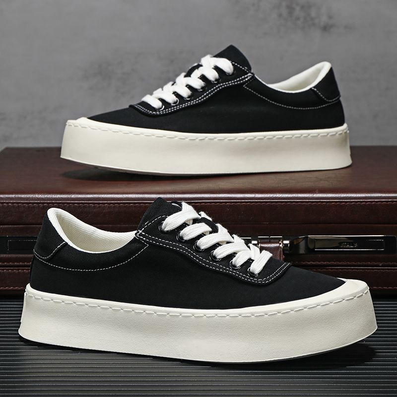 Canvas shoes men's 2025 new low-top board shoes breathable thick sole heightening trend versatile sports and leisure shoes simple
