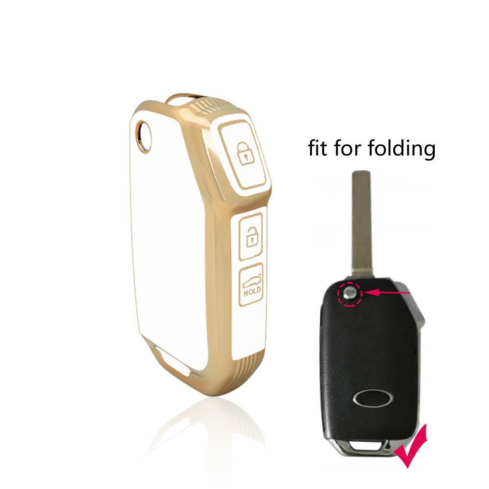 Gold Tpu Key Cover Holder Fob For Kia Sportage 2023 Ray Sorento Soul Telluride Cerato K5 K8 K3 GT-Line Ceed Niro Seltos Case
