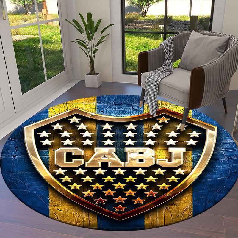 Boca Juniors Round Area Rug,Carpet Rug for Living Room Bedroom Sofa Playroom Decor,Non-slip Floor Mat