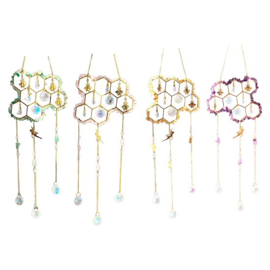 Yousheng Honeycomb Crystals Suncatcher, Window Hanging Pendants, Sun Catcher with Crystal Prisms, Sparkling Wind Chimes, Home Indoor Outdoor Garden