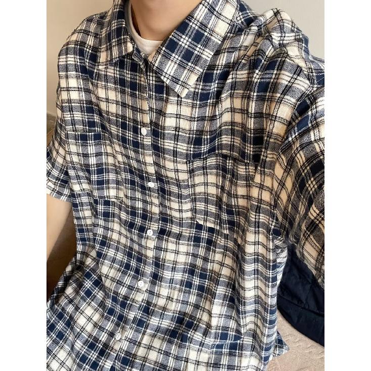 2024 Spring New Checkered Shirt Men'S Long Sleeve American Retro Trendy Brand Pique Handsome Loose Shirt Coat