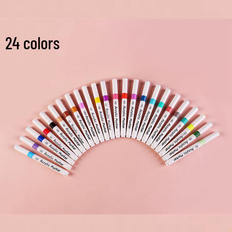 24-Color Acrylic Marker Set: Student DIY Art Pens with Handheld Square Box
