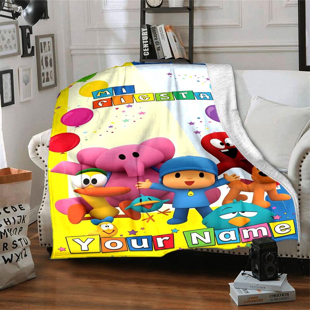 Pocoyo Personalized Name Blanket Cozy Personalized Blanket Comfortable Suitable for Chair Home Decor Picnics Sofa All-Season Use