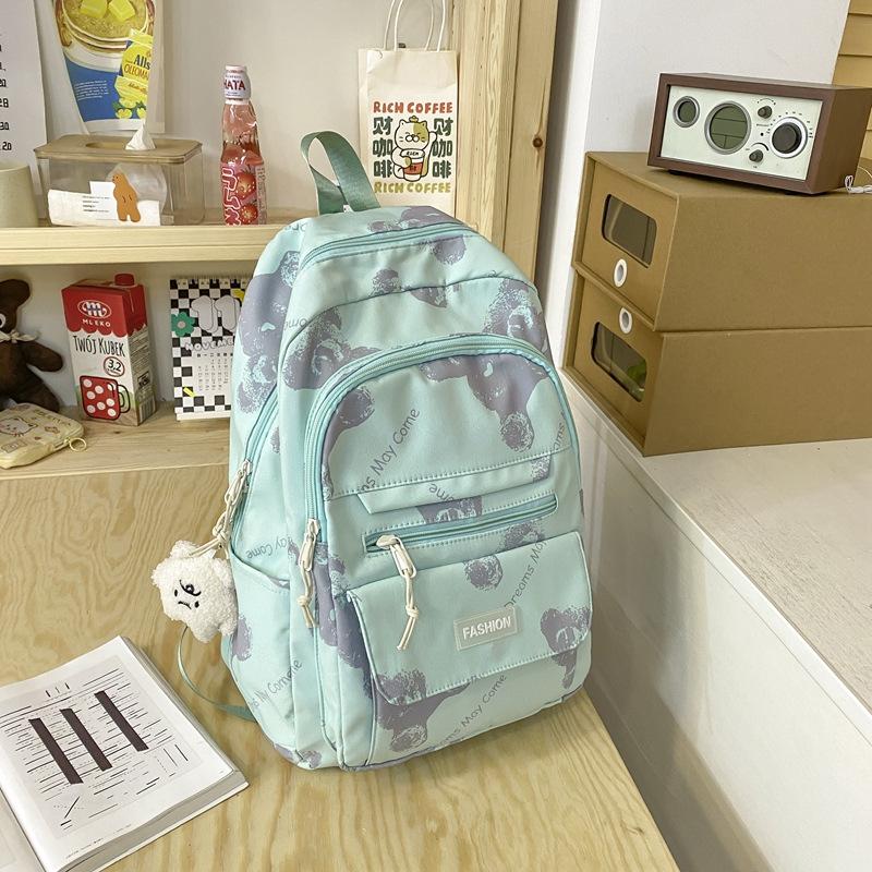 Today's Popular Junior High School and High School Students Cute Printed Bear Backpack Large Capacity College Student Backpack