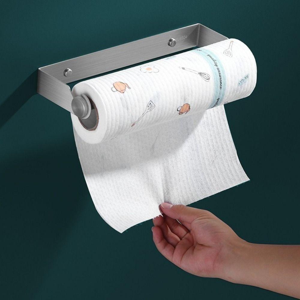Adhesive or Screw-in Paper Towel Holder Wall Mounted Cling Wrap Holder for Bathroom
