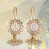 Elegant Exquisite Synthetic Zirconia Sunflower Shaped Hoop Earrings for Women  Golden Plated Wedding Banquet Jewelry Gift