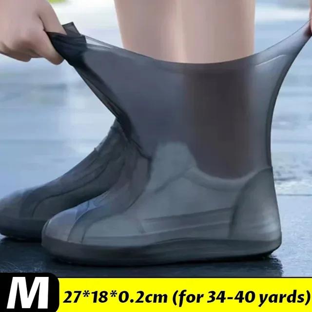 

Non-Slip Latex Rain Shoe Covers Reusable Outdoor Walking Rain Boot Overshoes Accessories Blue Black WaterProof for Men and Women 1 Pair