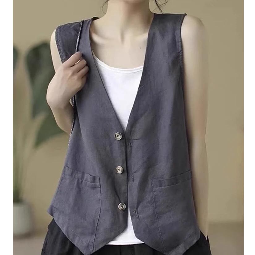 Ležérní vesta z bavlny a lnu ve větších velikostech - Móda pro jaro/léto