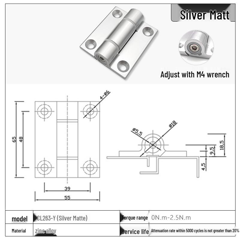 Stainless Steel Adjustable Torque Damping Hinge with Positioning Stop