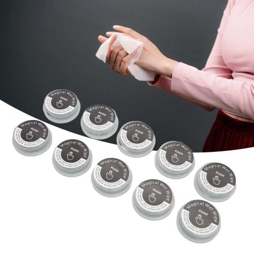 10 Stück Press Handtücher, Mehrzweck-Expandiertücher, Tragbare Einzeln verpackte Komprimierte Feuchttücher, Mini Münztücher für Camping, Heimschönheit, Reise,