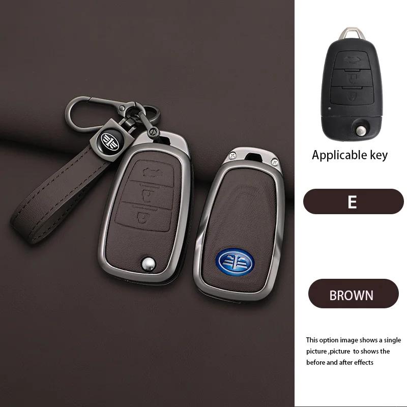 Zinc Alloy Car Key Case 3 Button Flip Keychain Remote Control Fobs Protector Cover Jacket For Faw Besturn X80