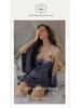 DZ Rose Satin Lace See-Through Deep V Suspender Skirt with Outer Robe Home Set