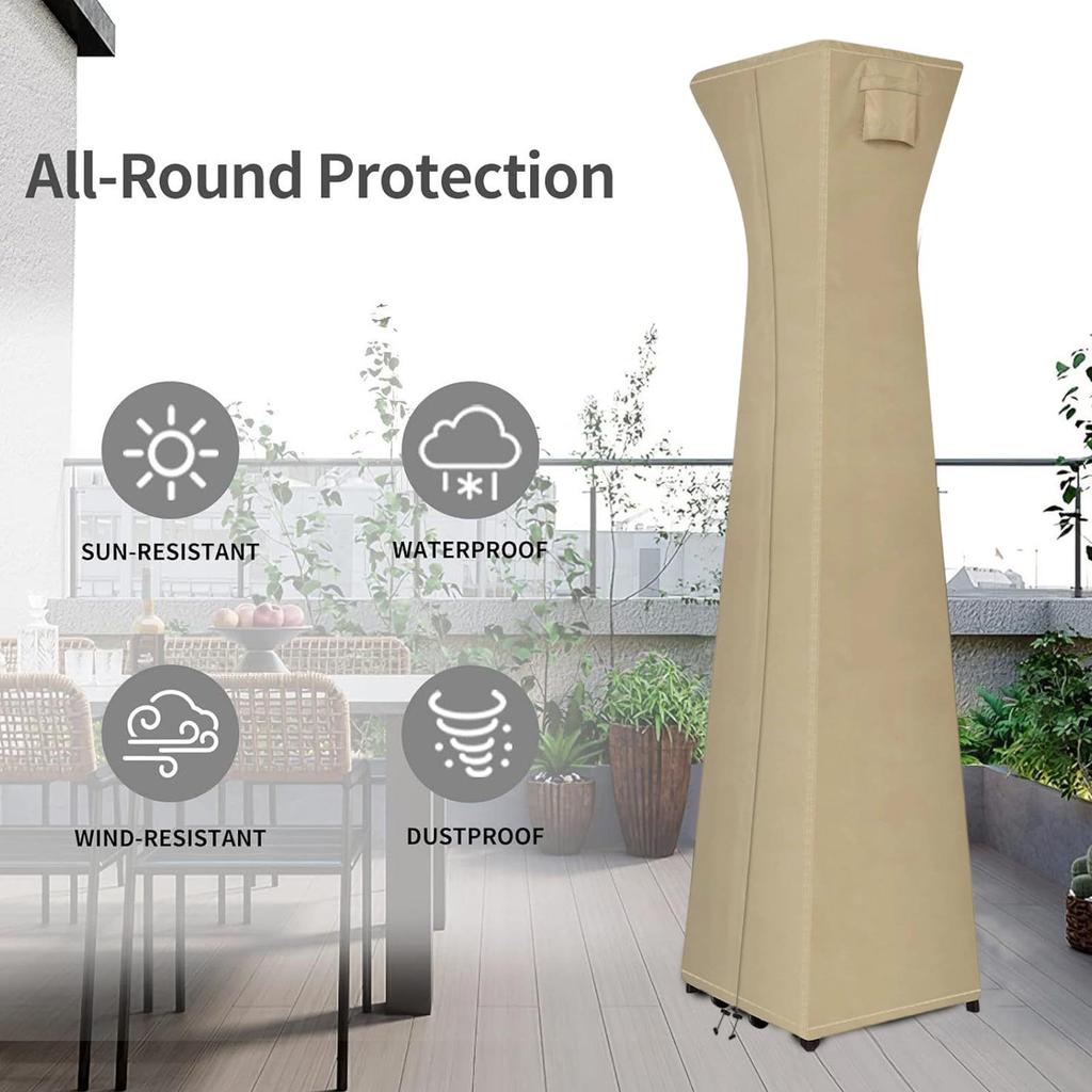 Pyramide Heaterhoes 420D Heavy Duty Waterdicht Winddicht Beschermer Buiten Staande Terrasverwarmerhoes Voor Gazon Dek Tan Tuin
