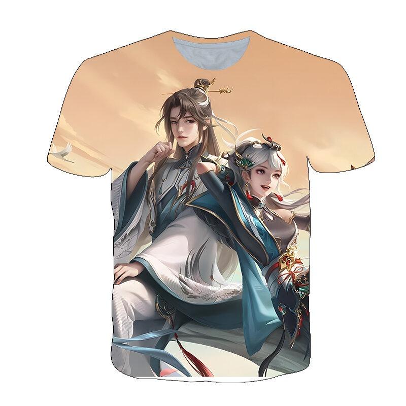 New short sleeved T-shirt with King of Glory print, youthful and fashionable round neck