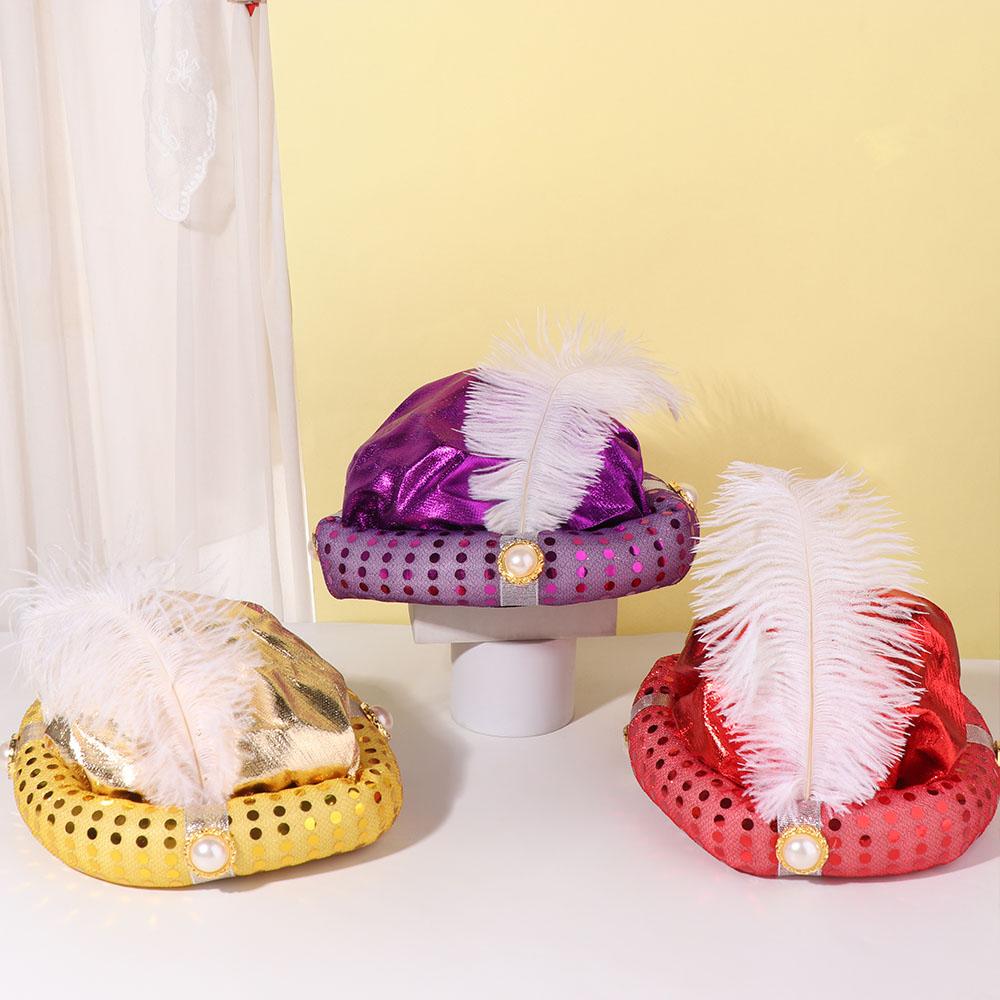 Head Wraps Indian Cap Headpiece Fancy Dress Sultan Turban Hats Role Playing Performance Props Arab Headwear Cosplay Carnival